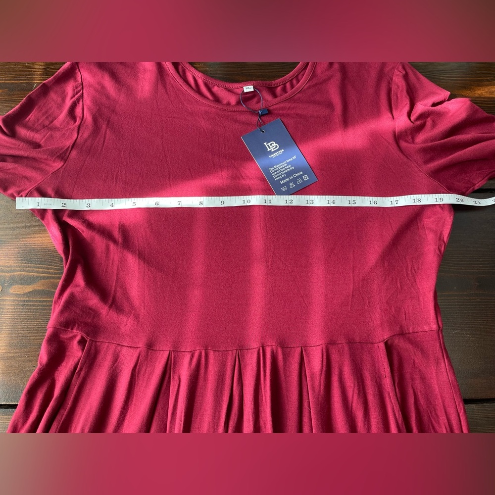 *SALE* Women’s long sleeve pleated stretchy dress, knee length pockets XL NWT - Picture 8 of 15